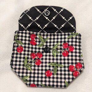 NWT Handmade Coin Purse - Cherries, gingham, and lattice - OOAK